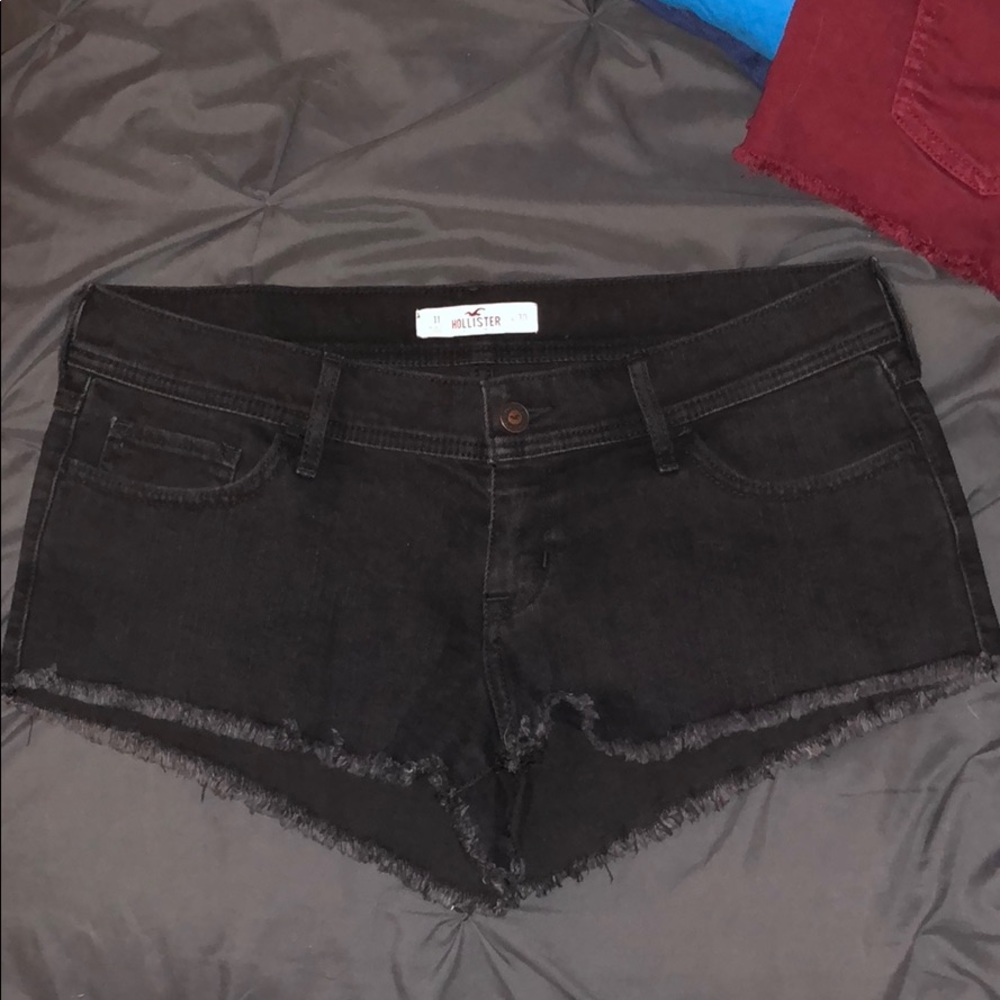 Black denim shorts